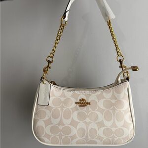 Coach Beige Teri Shoulder Bag with Gold Chain